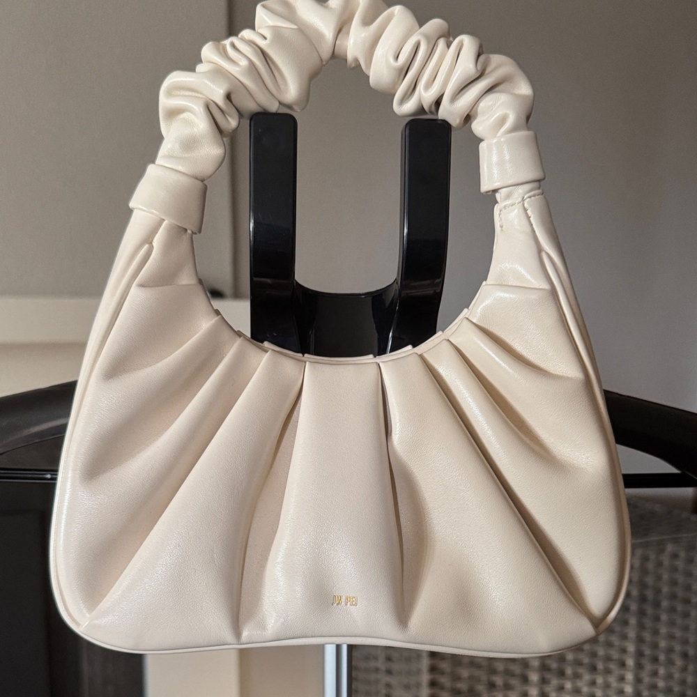 JW PEI Cream Ruched Shoulder Bag